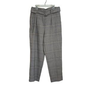 Ann Taylor Black White Yellow Belted Houndstooth Dress Work Pants sz 6 EUC